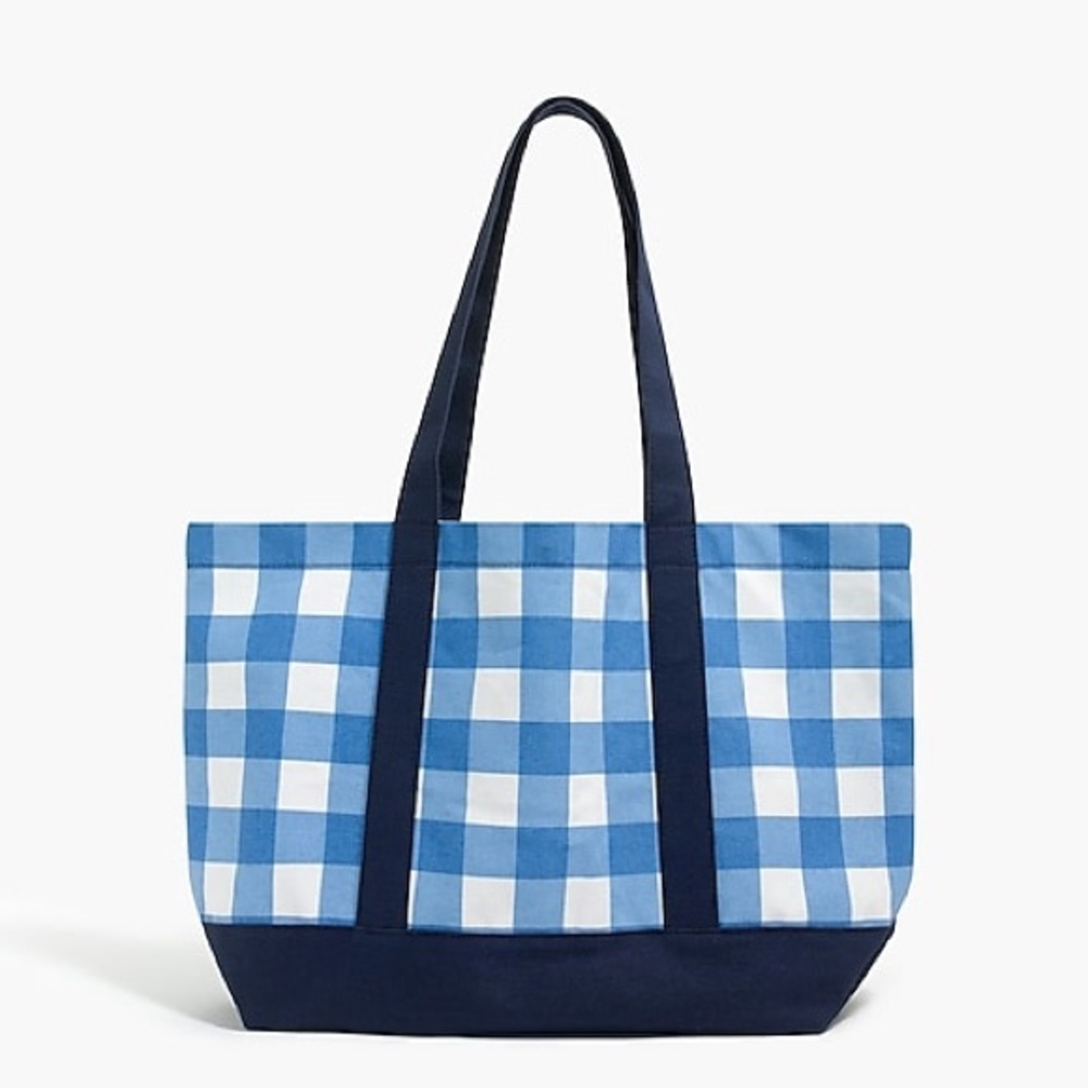 J. Crew PLAID Everyday Canvas Tote Bag